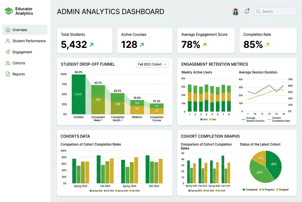 Educator Admin Drop-off Analytics Dashboard