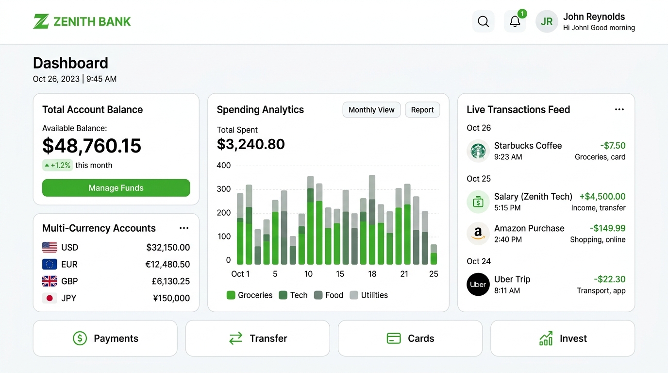 Digital Banking Core UI Showcase