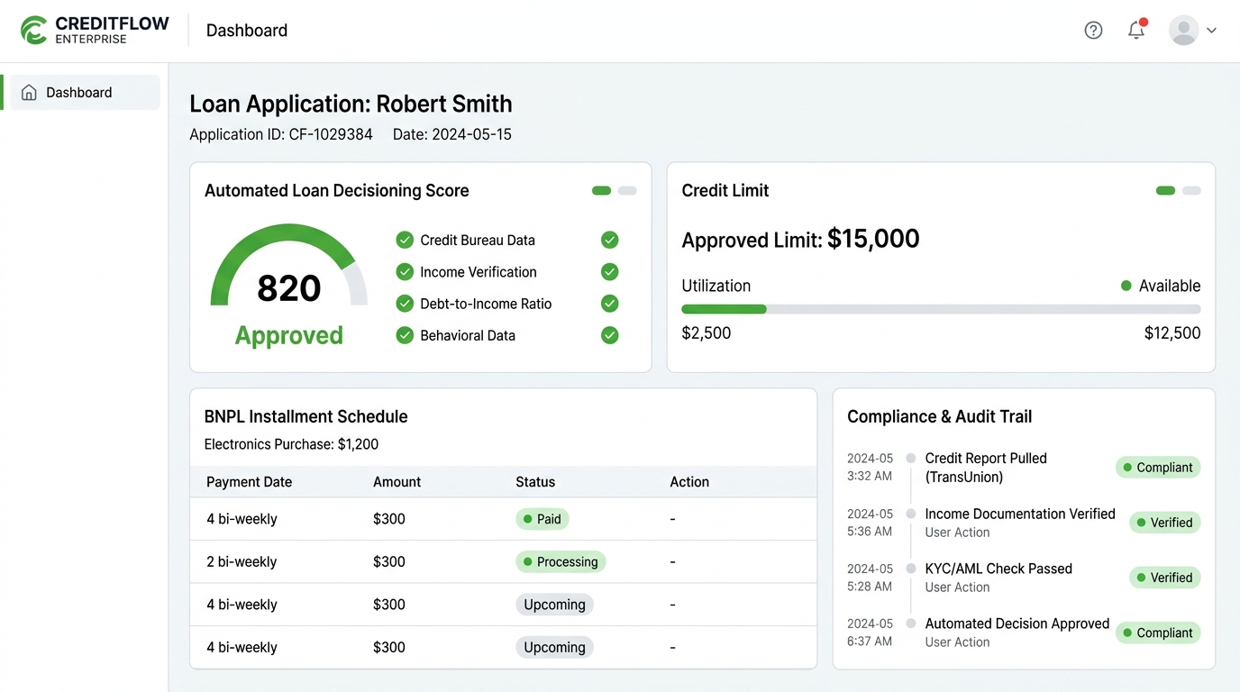 Lending & BNPL Engine UI Showcase