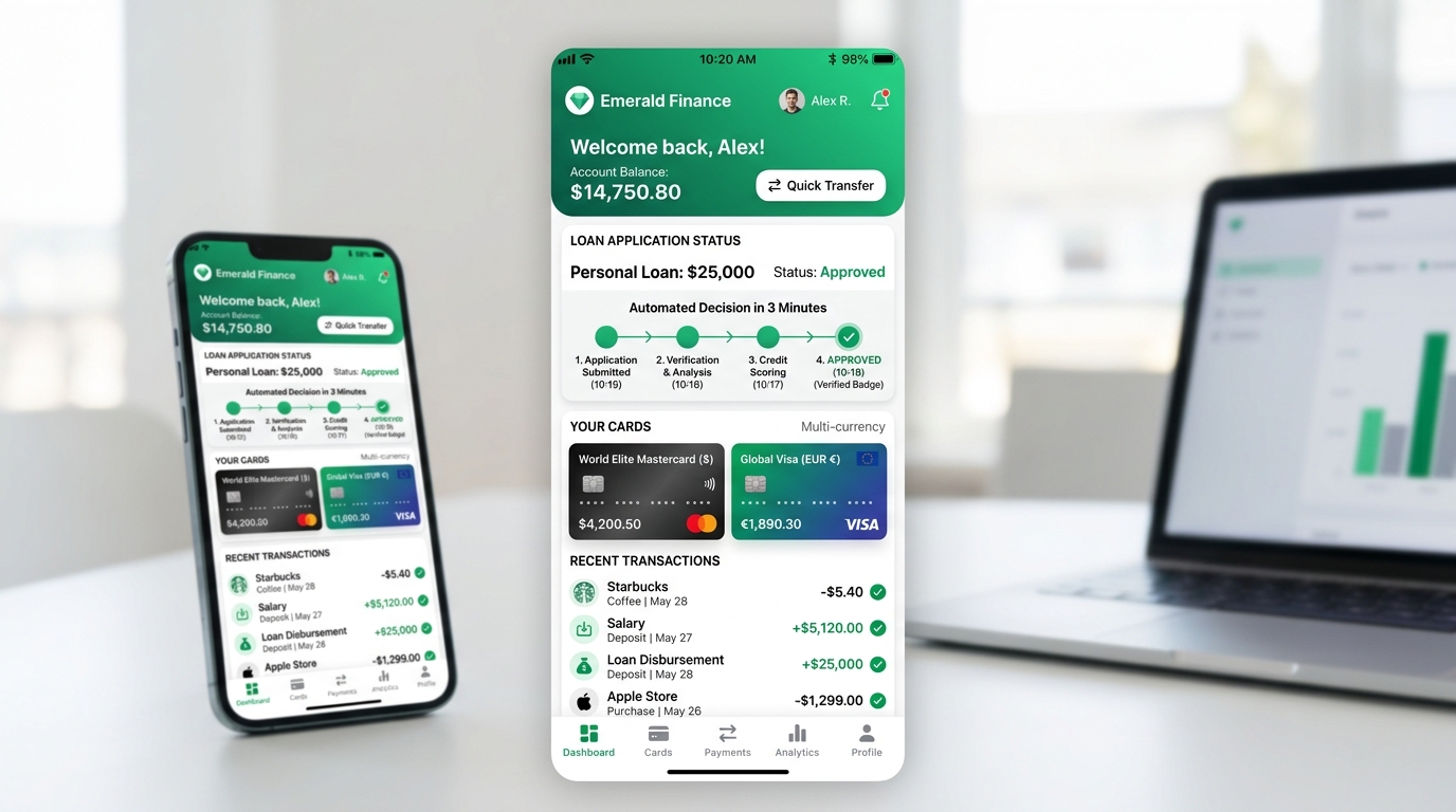 Fintech Digital Banking and Lending Mobile App Mockup