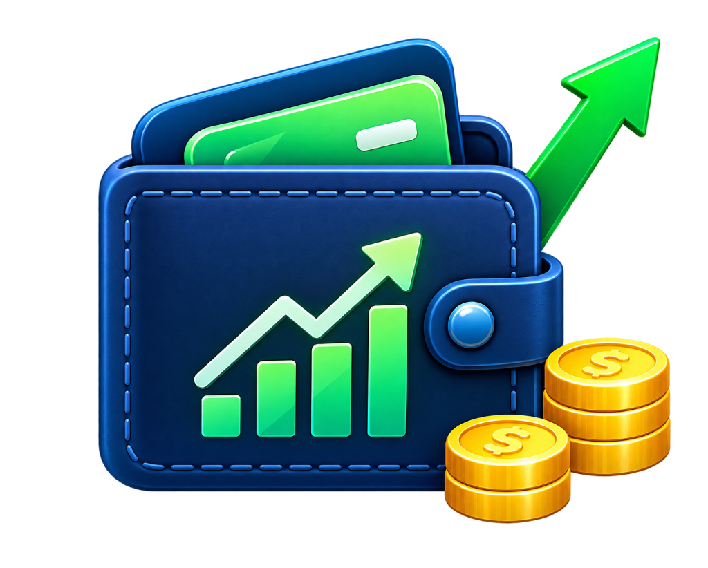 Fintech Digital Wallet & Growth Icon