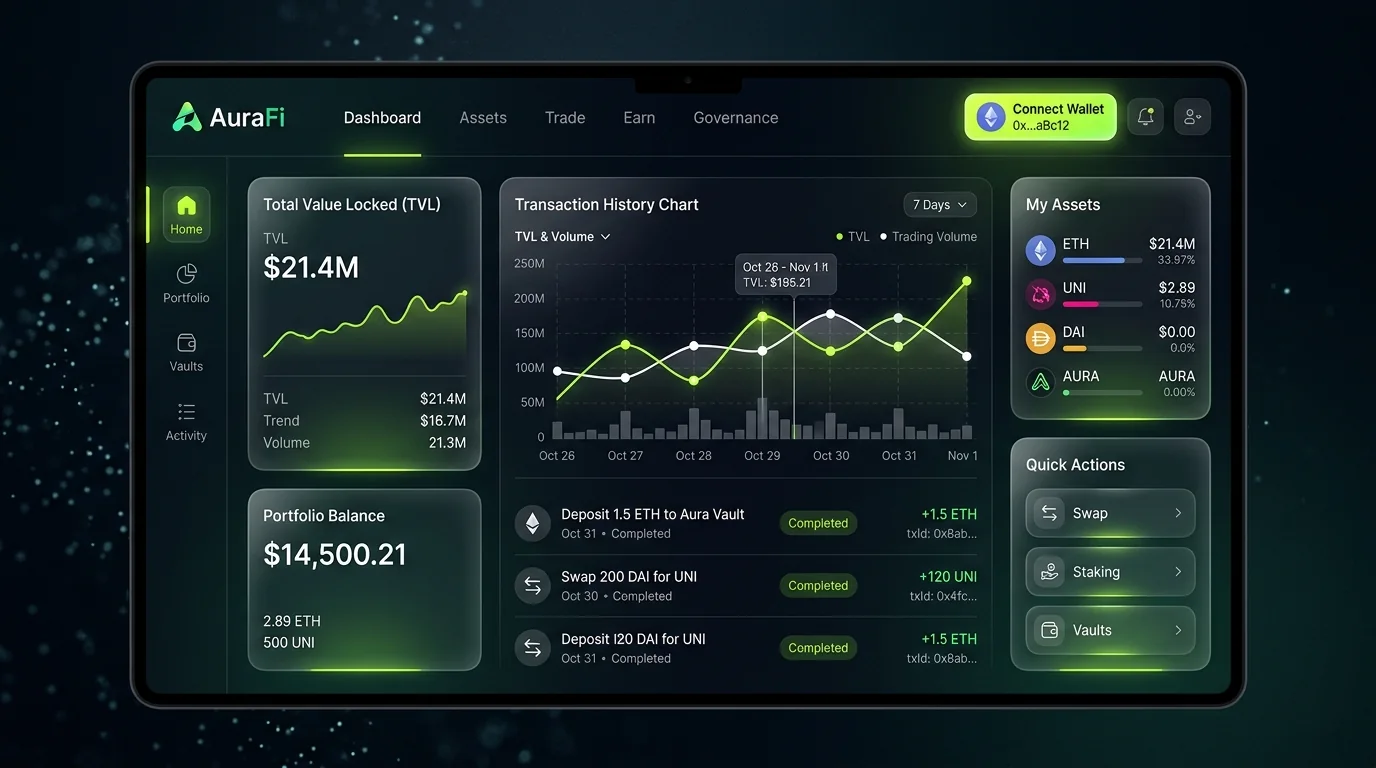 Web3 dApp User Interface Dashboard